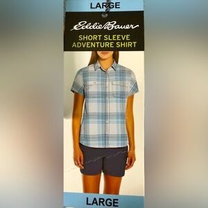 Eddie Bauer Women’s Adventure Shirt – Blue Plaid UPF 50 NWT (Large)